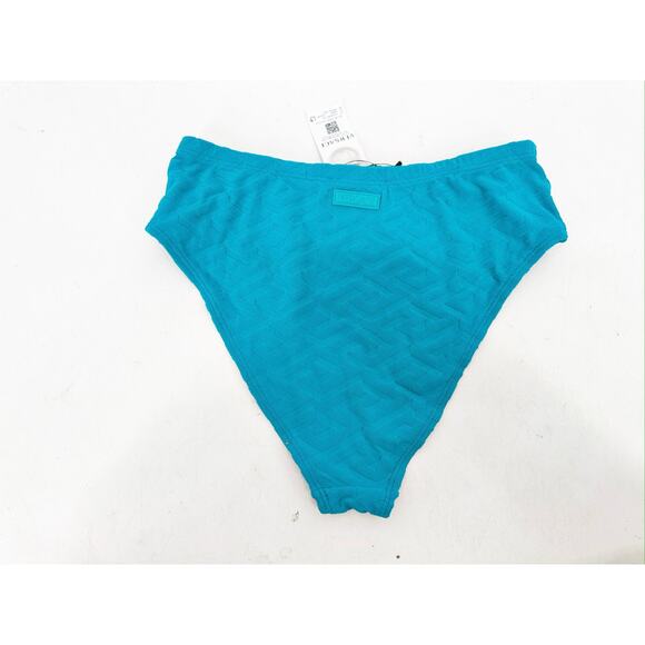 Versace Turquoise Blue Monogram High Waisted Bikini Swimsuit Bottoms Size 3 New - Picture 4 of 7